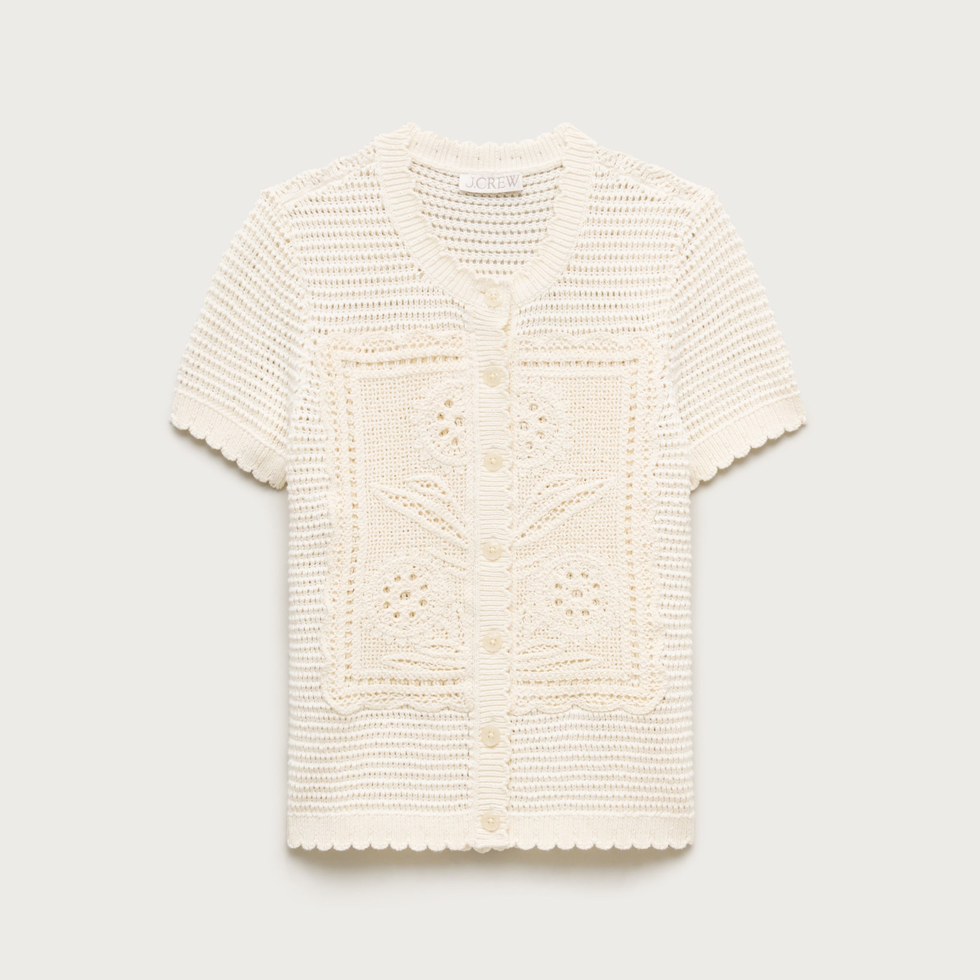 Short-sleeve crochet floral cardigan | J. Crew US