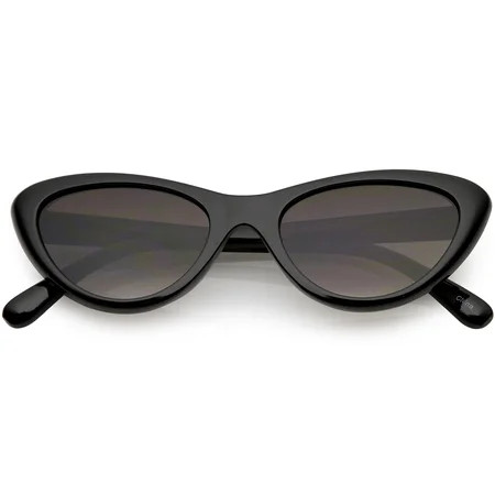 Small Retro Cat Eye Sunglasses Neutral Colored Lens 49mm (Shiny Black / Lavender) | Walmart (US)