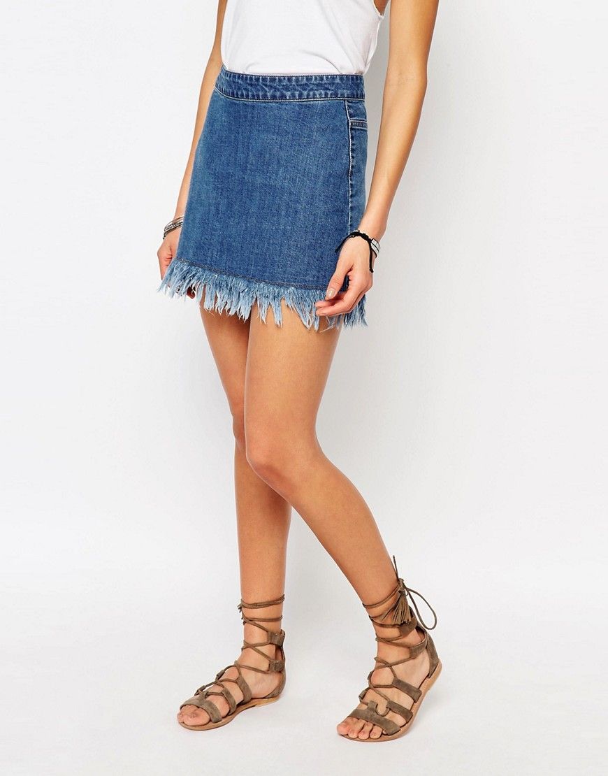 Northmore Denim Skirt With Unravelled Hem | ASOS US