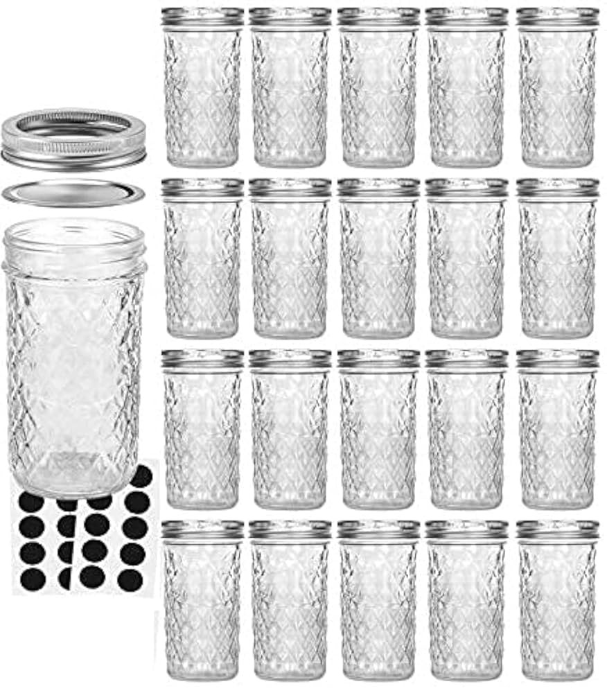 VERONES Mason Jars 12 OZ, Canning Jars Jelly Jars With Regular Lids, Ideal for Jam, Honey, Weddin... | Amazon (US)