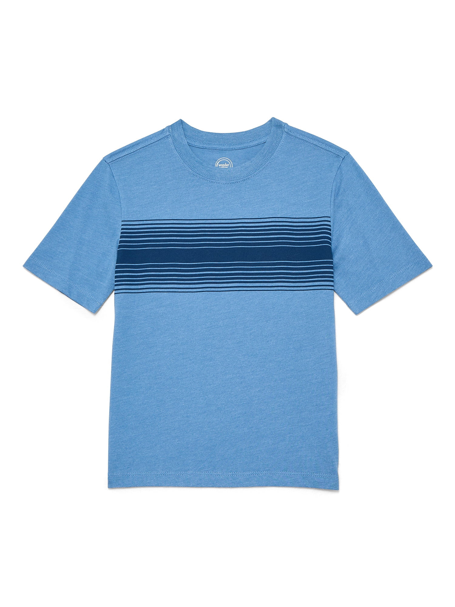 Wonder Nation Little and Big Boys Chest Stripe Tee with Short Sleeves, Sizes 4-18 & Husky | Walmart (US)
