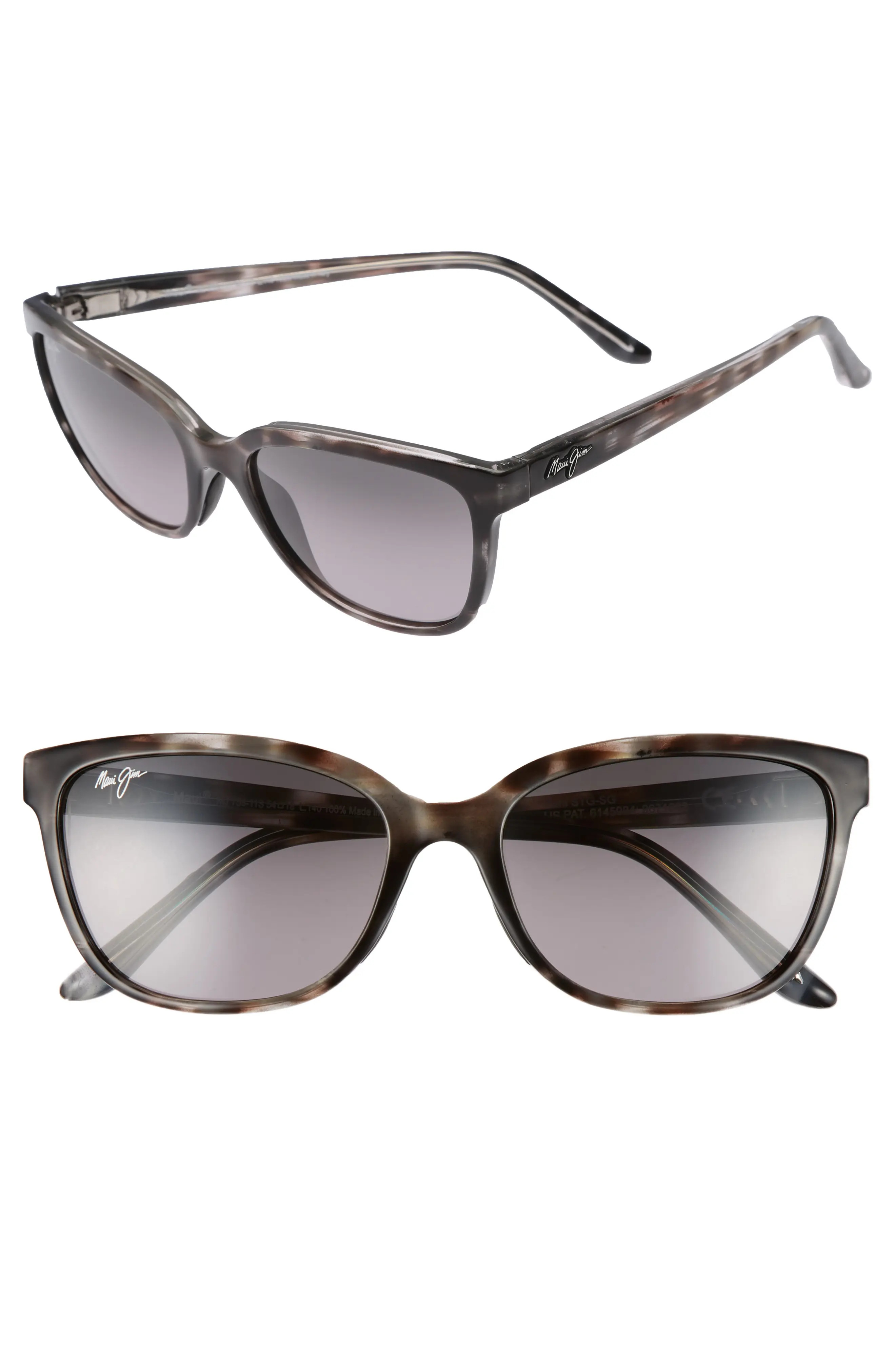Maui Jim Honi 54mm PolarizedPlus2(R) Cat Eye Sunglasses in Grey Tortoise Stripe at Nordstrom | Nordstrom