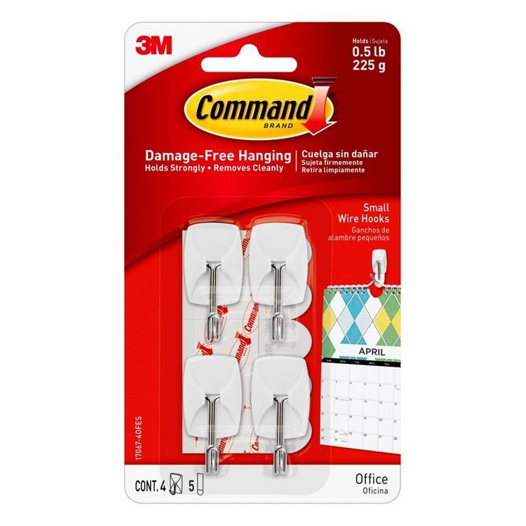 4ct 3M Command Small Wire Hooks - White | Target