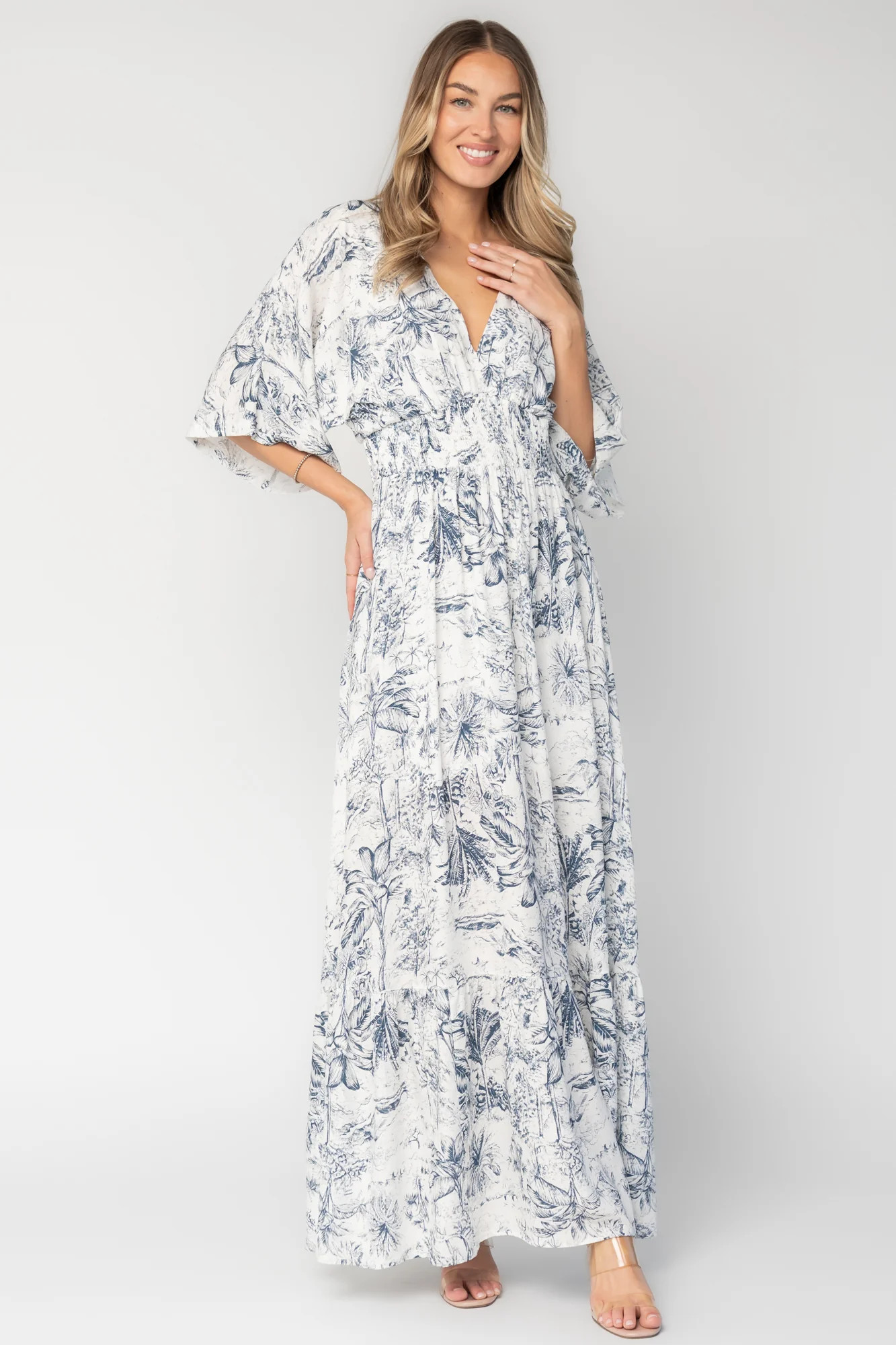 Christiana Maxi Dress in Off White + Slate | Baltic Born | Baltic Born