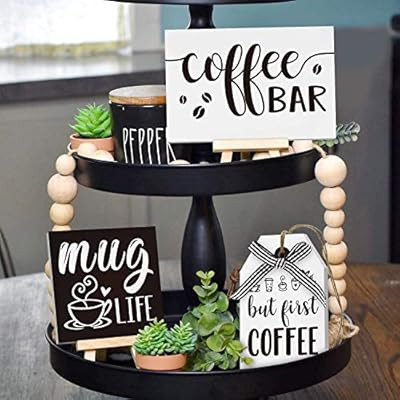 Huray Rayho Coffee bar Tier Tray Decorations Kitchen Coffee Station Supplies But First Coffee Sig... | Amazon (US)