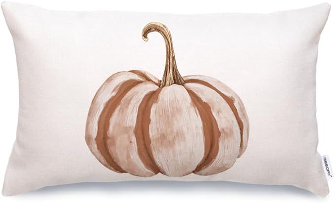 GEEORY Fall Pillow Cover 12x20 inch Watercolor Pumpkin Farmhouse Lumbar Throw Pillow Cover for Au... | Amazon (US)