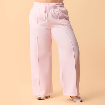 Blogilates Women's Travel Trouser High-Rise Wide Leg Sweatpants - Light Pink 3X | Target