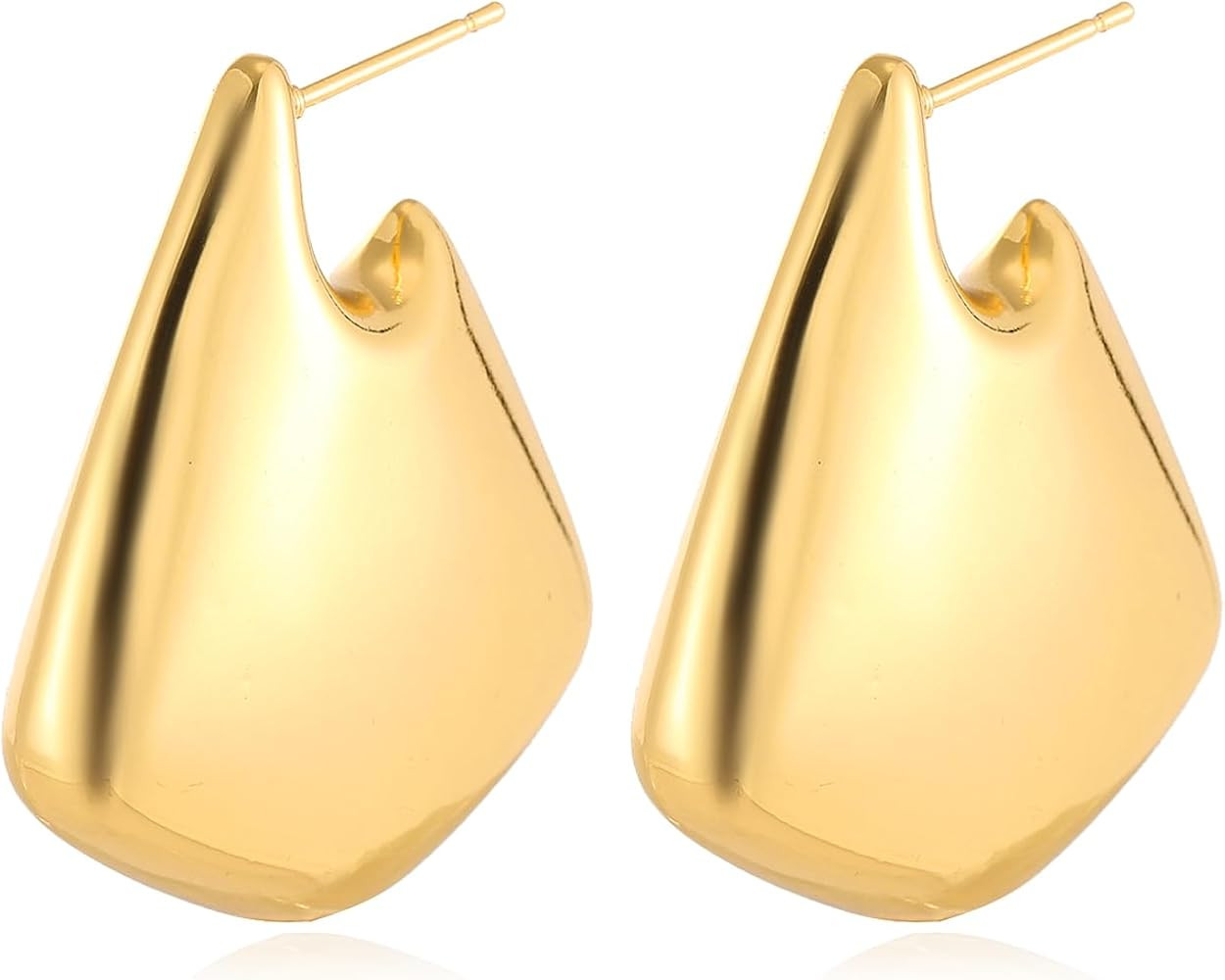 Gold Statement Geometric Earrings for Women Fashion Chunky Gold Drop Dangle Earrings for Women Tr... | Amazon (US)