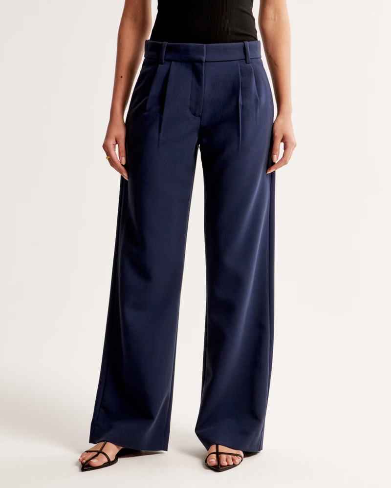 Women's A&F Sloane Low Rise Tailored Wide Leg Pant | Women's Bottoms | Abercrombie.com | Abercrombie & Fitch (US)