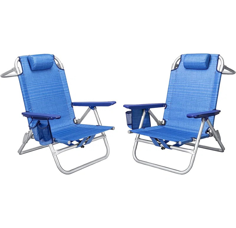 Backpack Beach Chairs (Set of 2), Folding Heavy Duty Camping Chair with Large Pockets | Wayfair North America