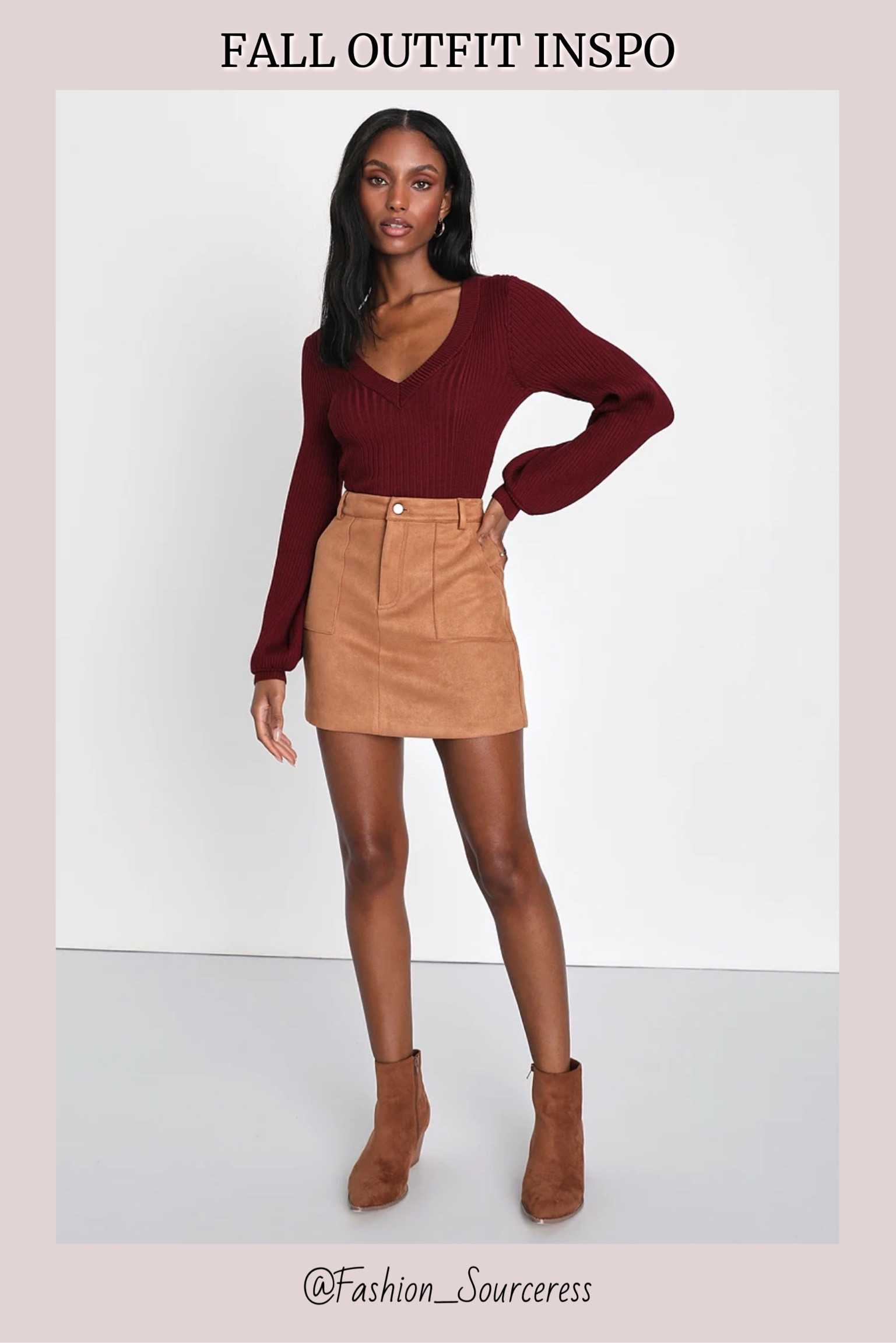 Outfit Ideas Burgundy Mini Skirt Outfit Short Brown Skirt Outfit