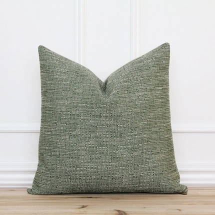 Green Tweed Pillow Cover Farmhouse Textured