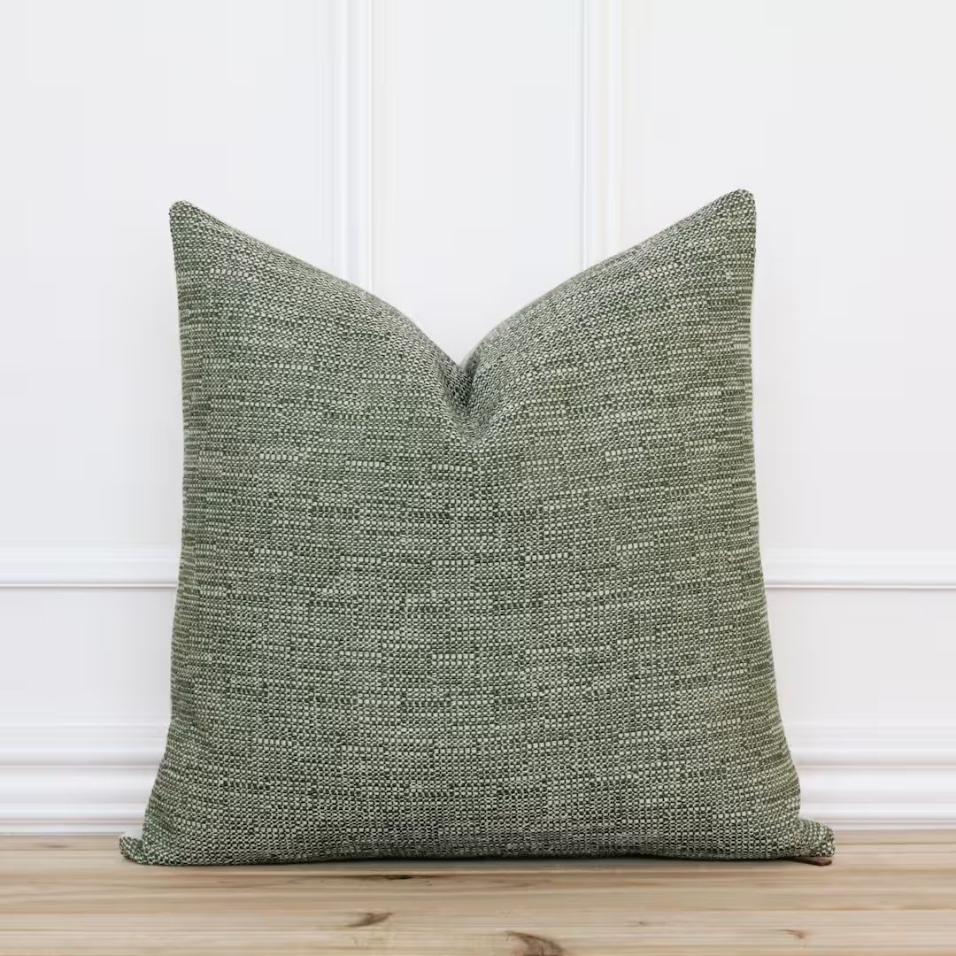 Green Tweed Pillow Cover |  Farmhouse Pillow Cover | Textured Pillow Cover | Decorative Pillow | ... | Etsy (US)