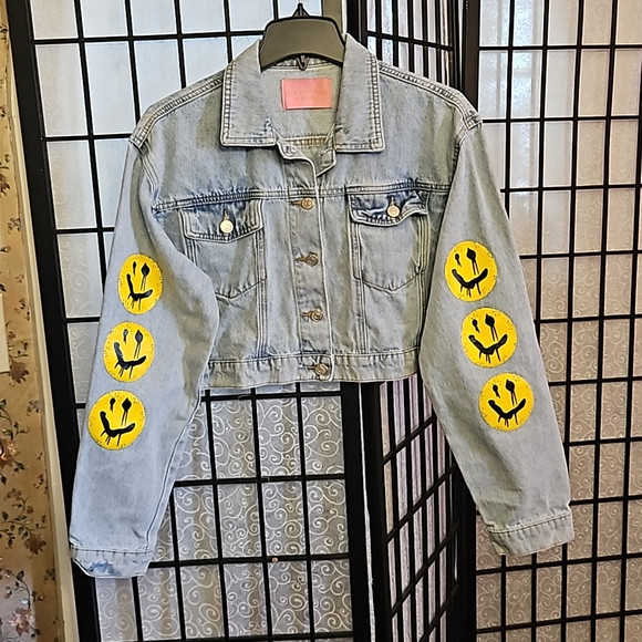 AZALEA WANG smiley jean jacket large | Poshmark