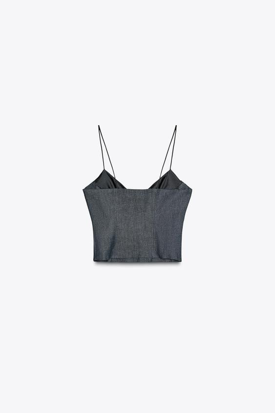 Z1975 COMBINATION STRAP DENIM TOP | Zara US