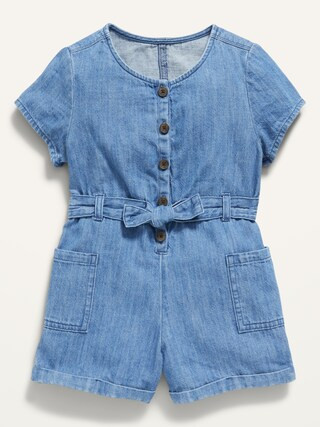 Short-Sleeve Tie-Belt Romper for Toddler Girls | Old Navy (US)