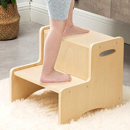 Wooden Toddler Step Stool for Kids, WOOD CITY Bathroom Potty Stool & Kitchen Stool, Two Step Stoo... | Amazon (US)
