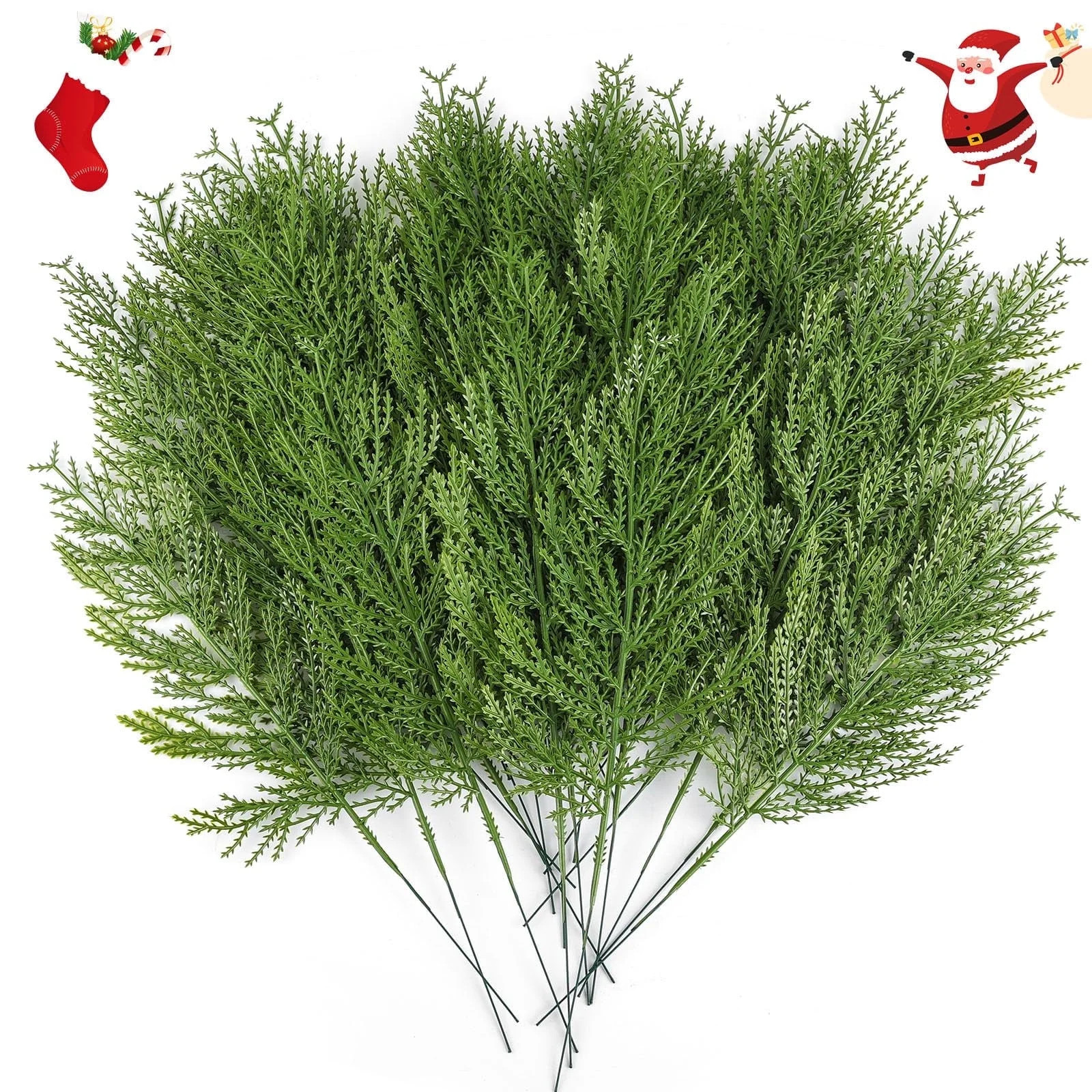 TETOU 40pcs Christmas Artificial Norfolk Cedar Sprigs,Faux Cedar Spray Greenery Stems Christmas P... | Walmart (US)