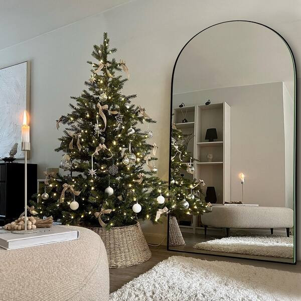 Modern Arched Full-Length Wood Floor Standing Mirror - 70.5x31.5 - Black | Bed Bath & Beyond