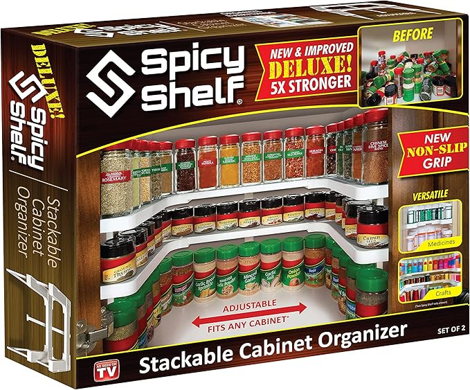 Spicy Shelf Deluxe - Expandable Spice Rack and Stackable Cabinet & Pantry Organizer (1 Set of 2 s... | Amazon (US)