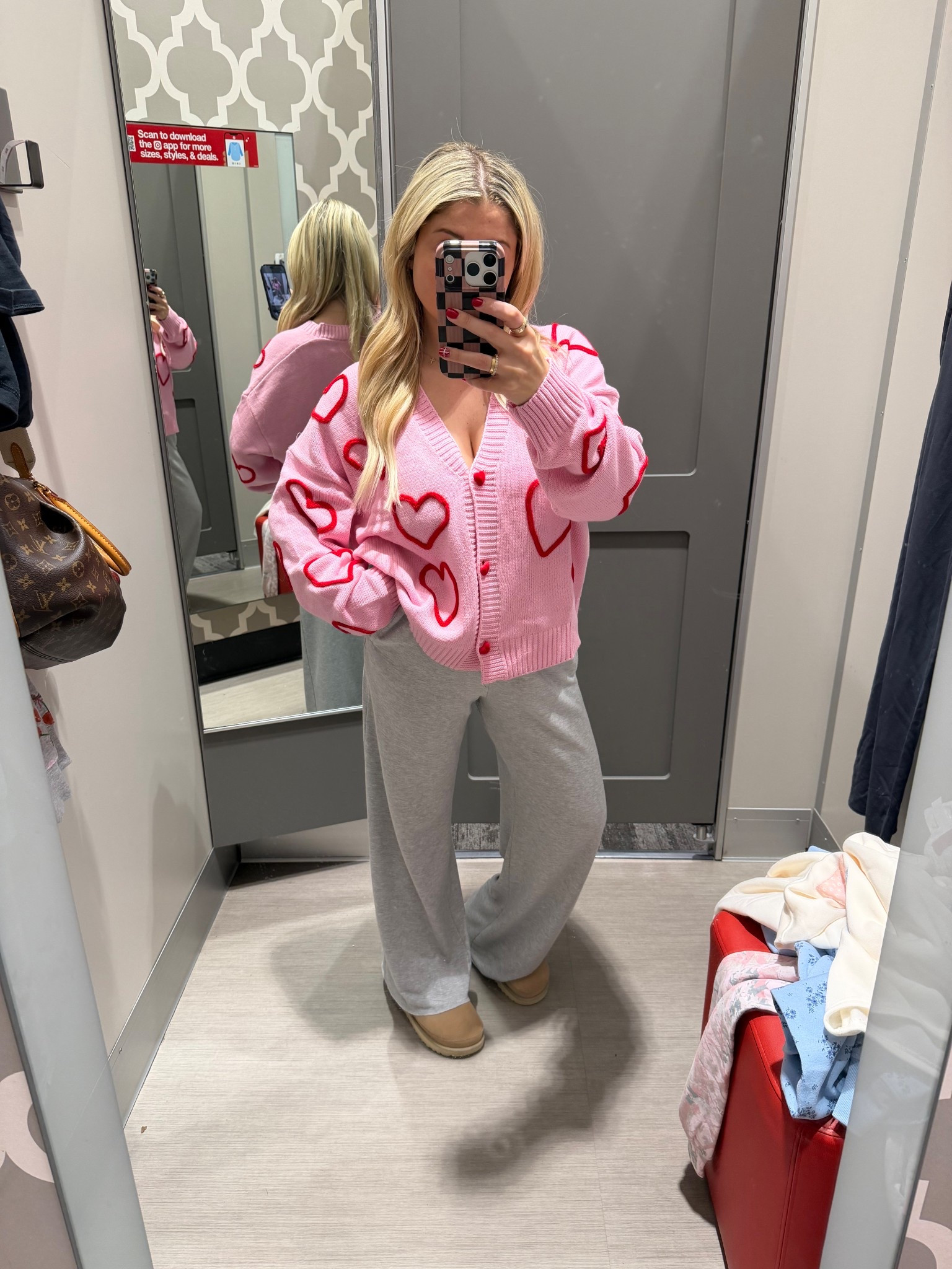 Valentine’s Day comfy outfit
Heart cardigan xl
Wide leg sweatpants m
Ugg clogs tts
Target outfit 

#LTKFindsUnder100 #LTKootd #LTKHoliday