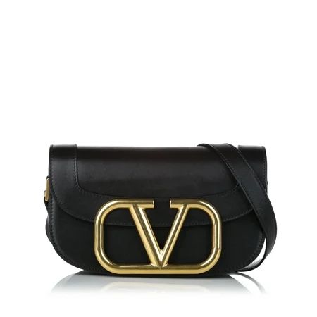 Pre-Owned Valentino Supervee Crossbody Bag Calf Leather Black | Walmart (US)