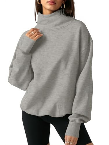 Fisoew Women's Oversized Turtleneck Sweatshirt Long Sleeve Pullover Casual Tops | Amazon (US)