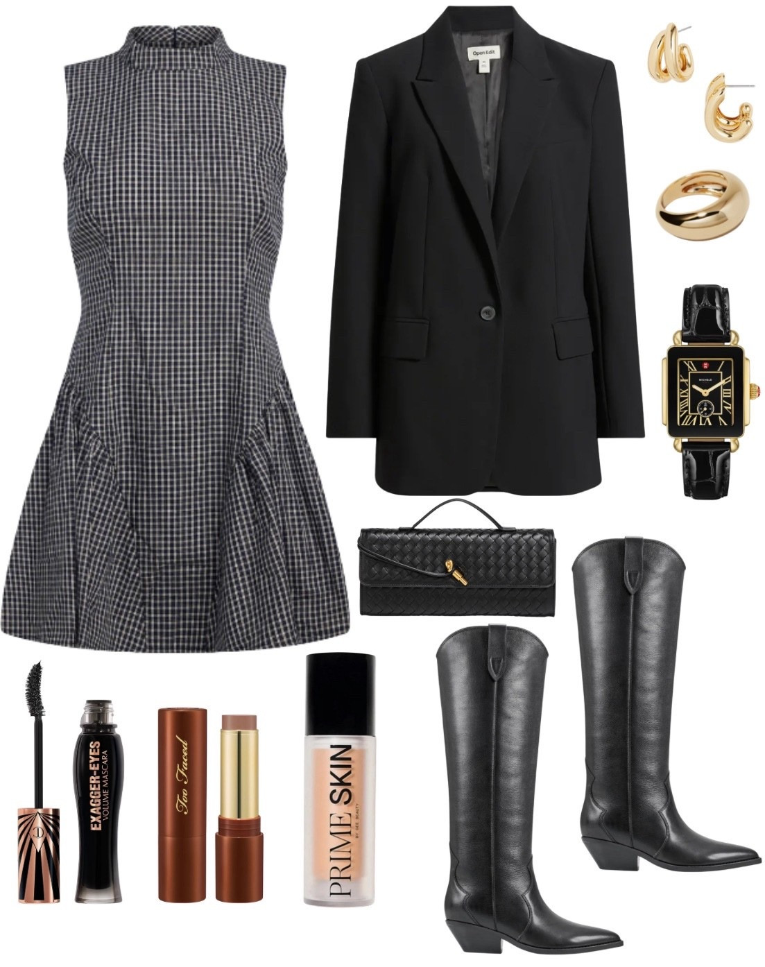 Black blazer 
Dress
Western boots 
Knee high boots 

#LTKFindsUnder100 #LTKShoeCrush #LTKSeasonal