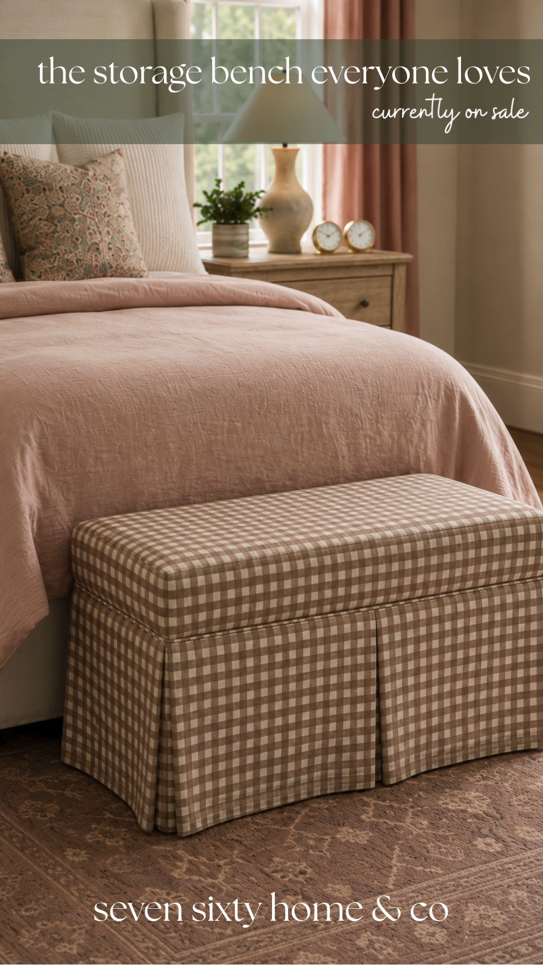A storage bench is one of the hardest-working pieces in a bedroom.

It adds extra seating, hidden storage for blankets or seasonal linens, and gives the room a finished, designer look at the foot of the bed. This gingham bench has become a favorite because it's as practical as it is beautiful.

Linked in LTK. 

 #LTKHome