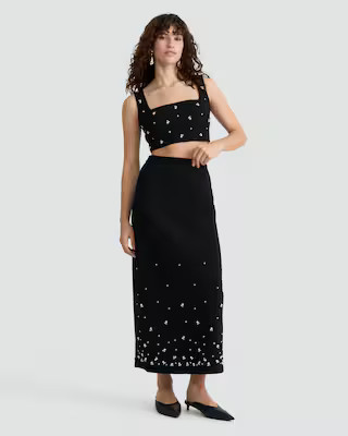 The F&F Edit Diamanté Embellished Co-ord Midi Skirt in Black | Tesco F&F