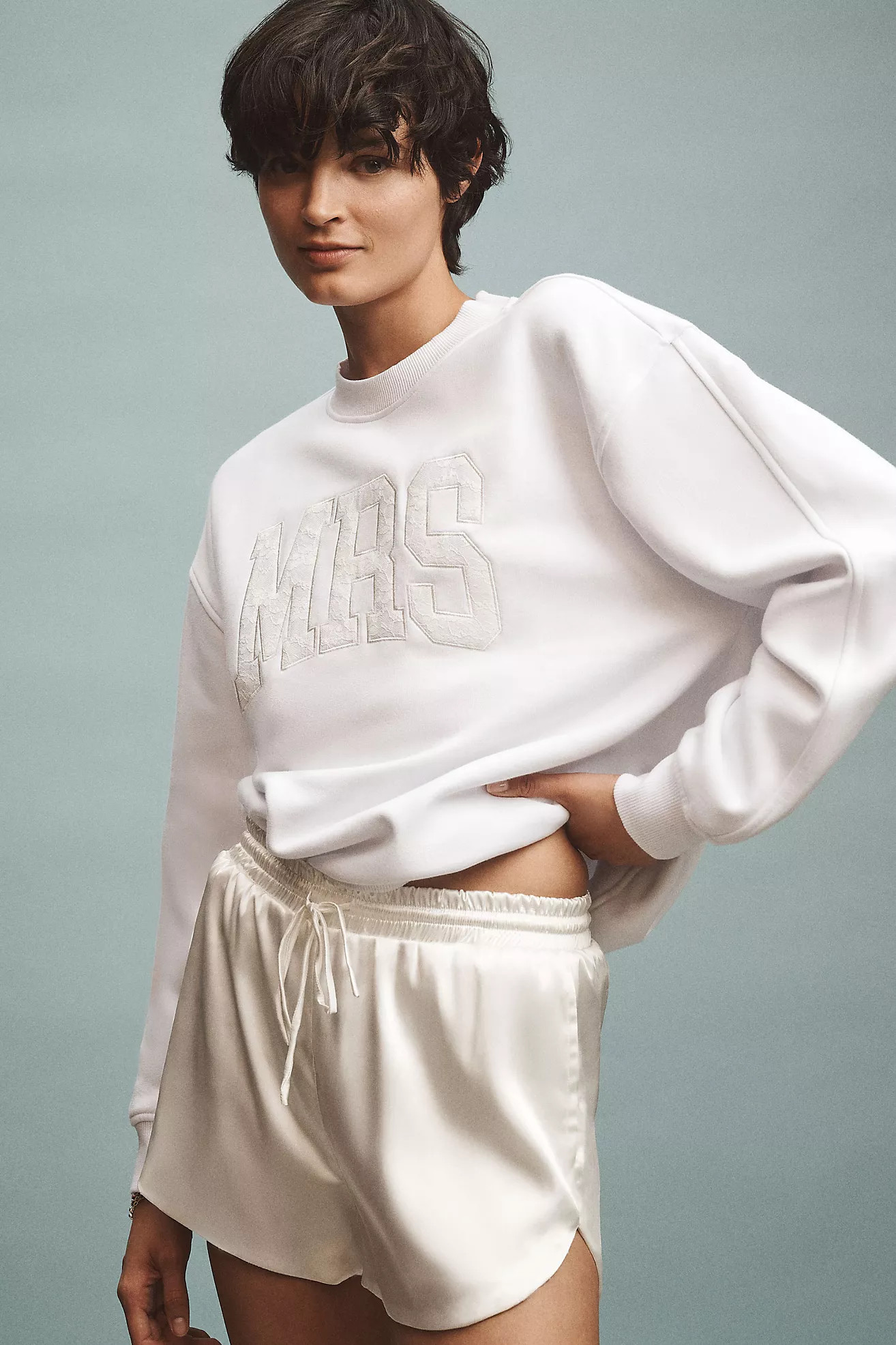 By Anthropologie Weddings Mrs. Lace Crew-Neck Sweatshirt | Anthropologie (US)