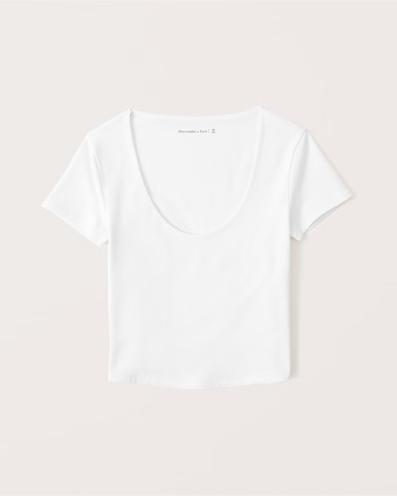 Cotton Seamless Fabric Scoopneck Tee | Abercrombie & Fitch (US)