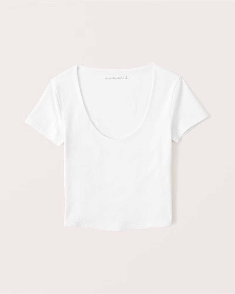 Cotton Seamless Fabric Scoopneck Tee | Abercrombie & Fitch (US)