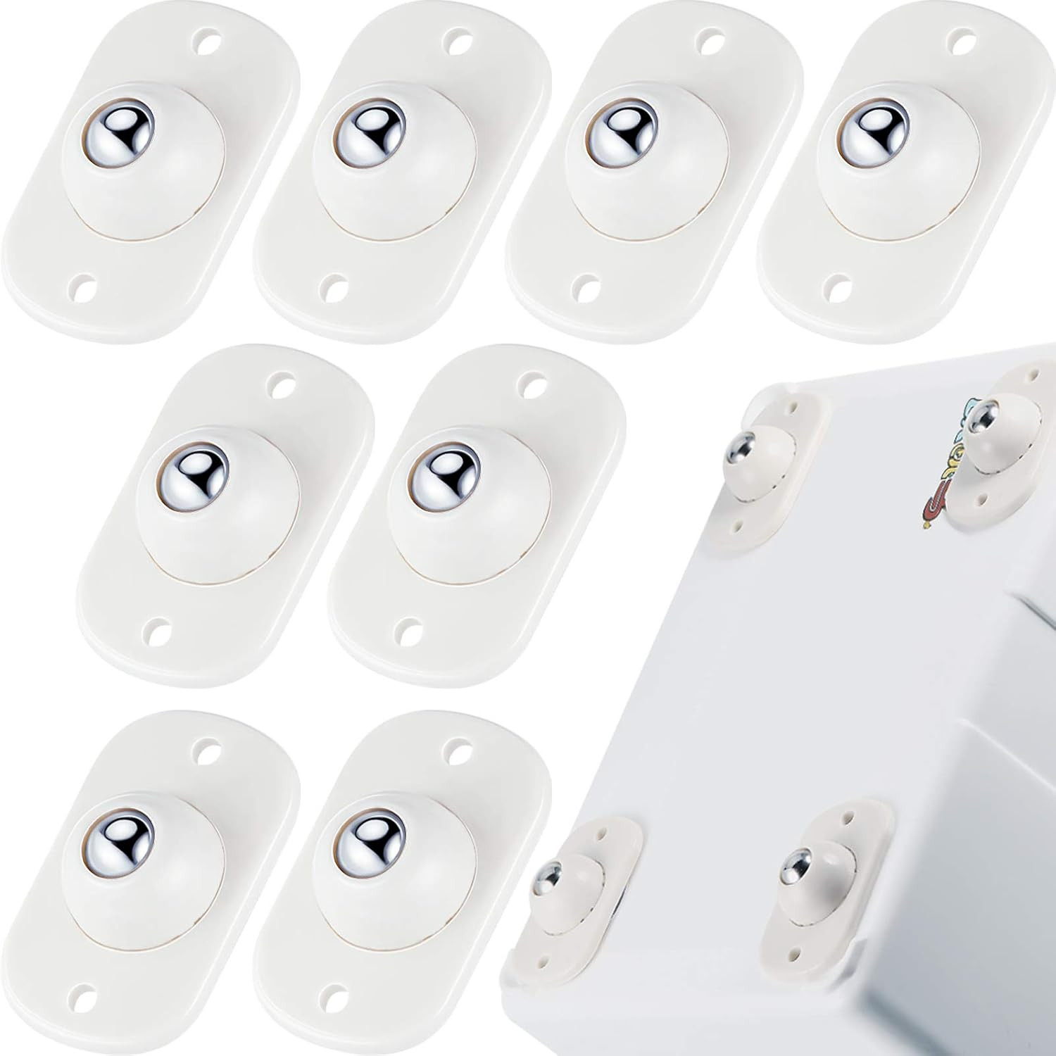 Honoson Self Adhesive Caster Wheels,White,1 Steel,8 Pcs | Amazon (US)