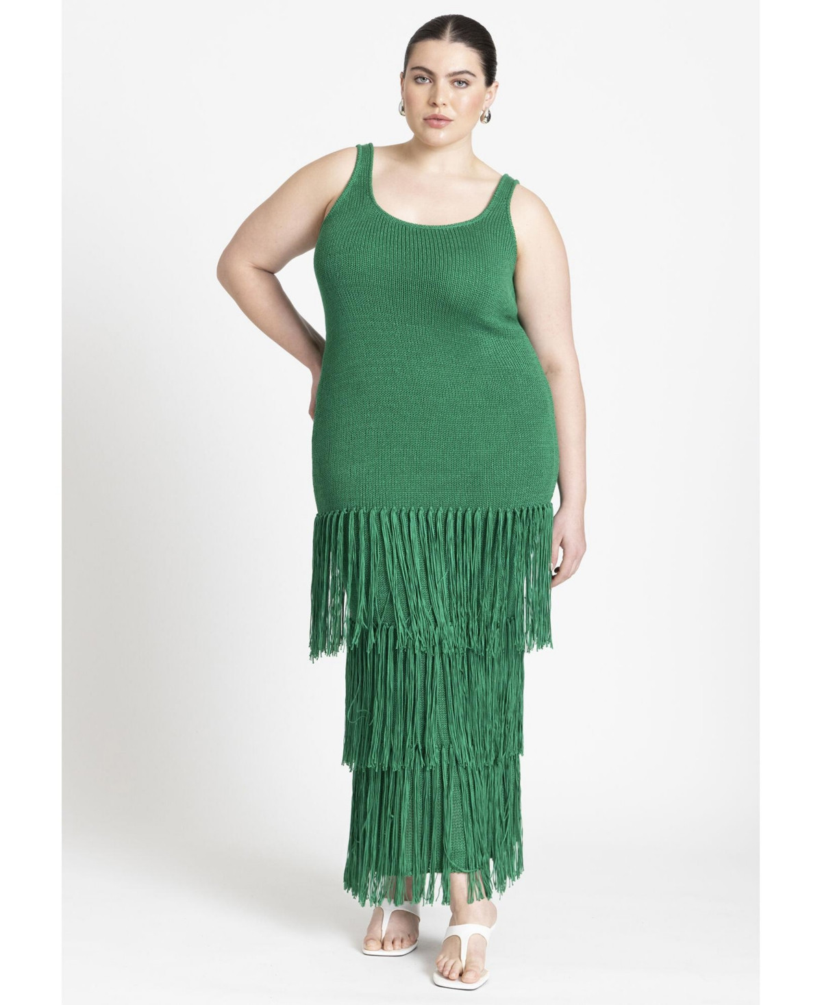 Eloquii Plus Size Fringe Sweater Dress - Electric green | Macy's