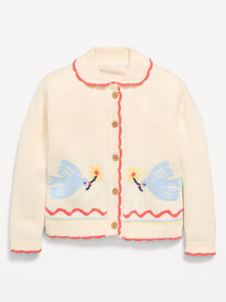 Long-Sleeve Scalloped Trim Cardigan Sweater for Toddler Girls | Old Navy (US)