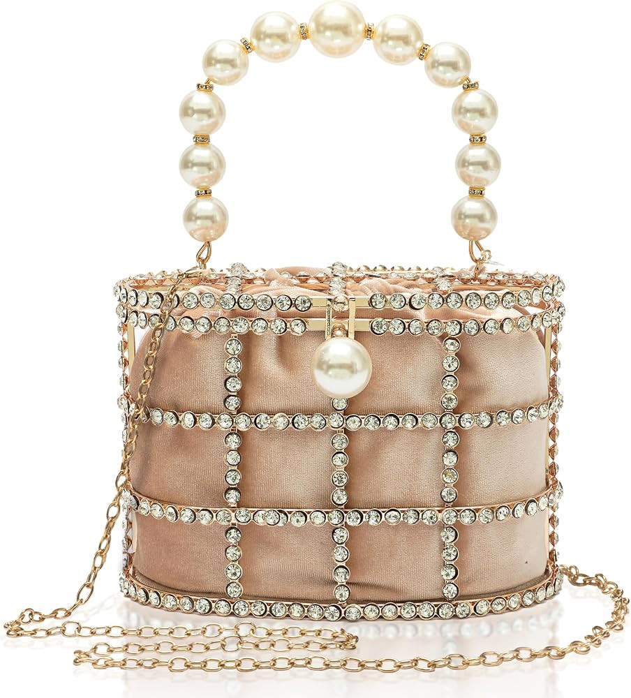 CARIEDO Evening Handbag Women Clutch Purses with Pearl Diamonds for Wedding Prom Birthday Party D... | Amazon (US)