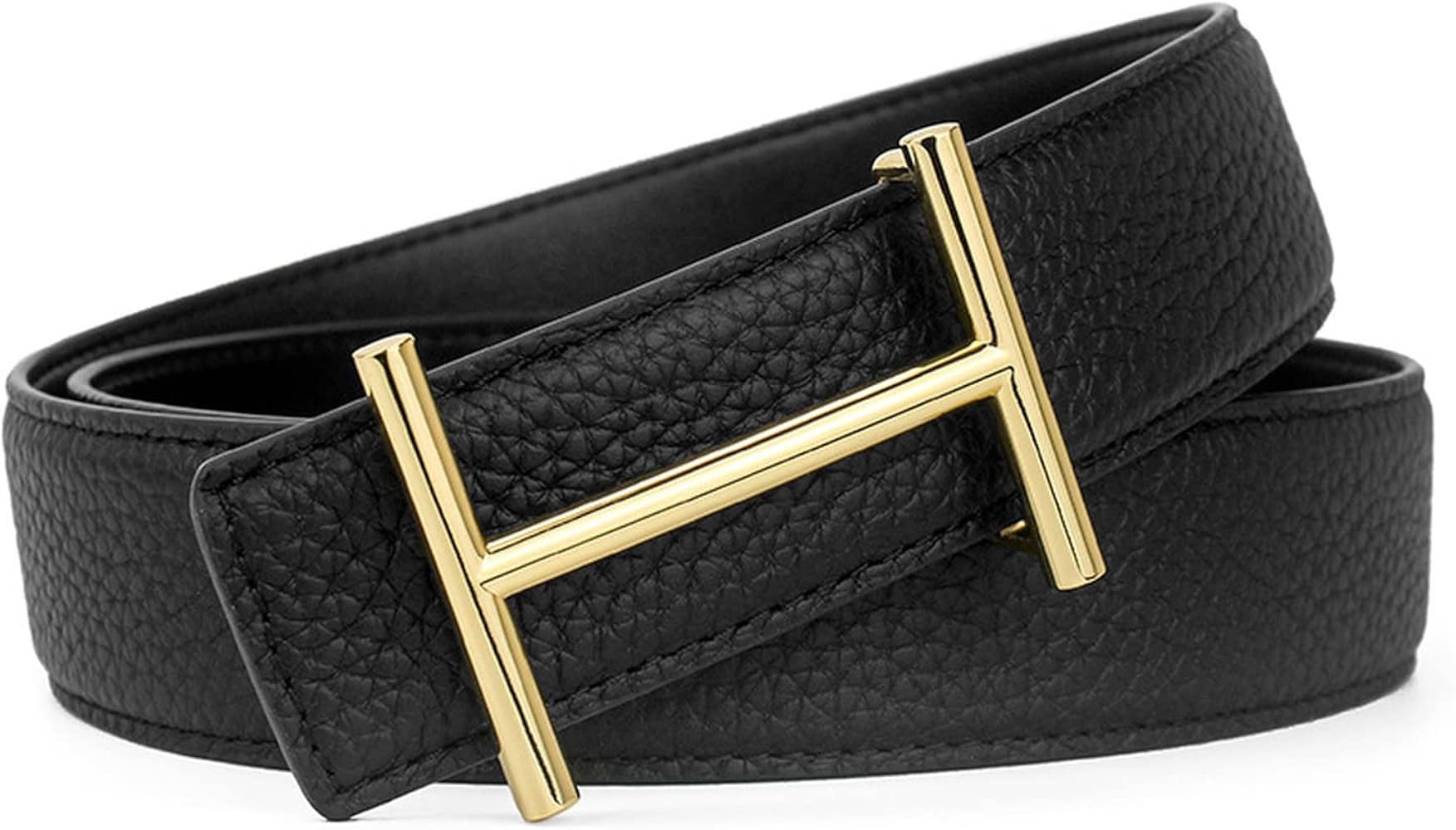 Men and Women Fashion Belt H Letter 3.4cm/1.33inch width Genuine Leather Dress Belt for Jeans Waistb | Amazon (US)