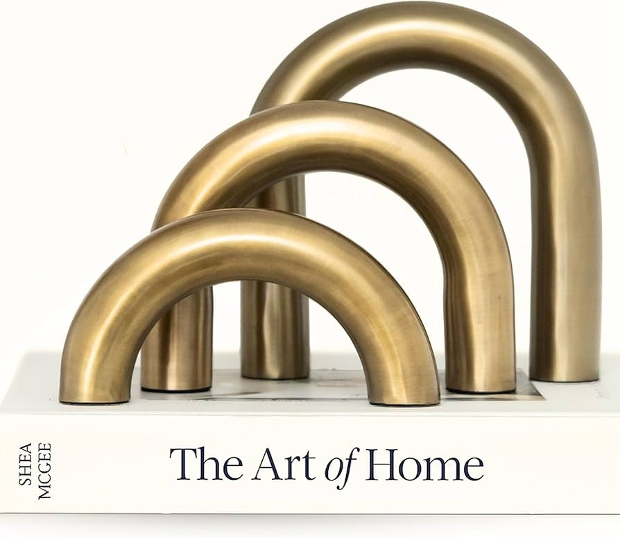 Brass Finish Arch Decor - 3 Piece Organic Modern Home Decor Accent Set for Bookshelf, Coffee Tabl... | Amazon (US)