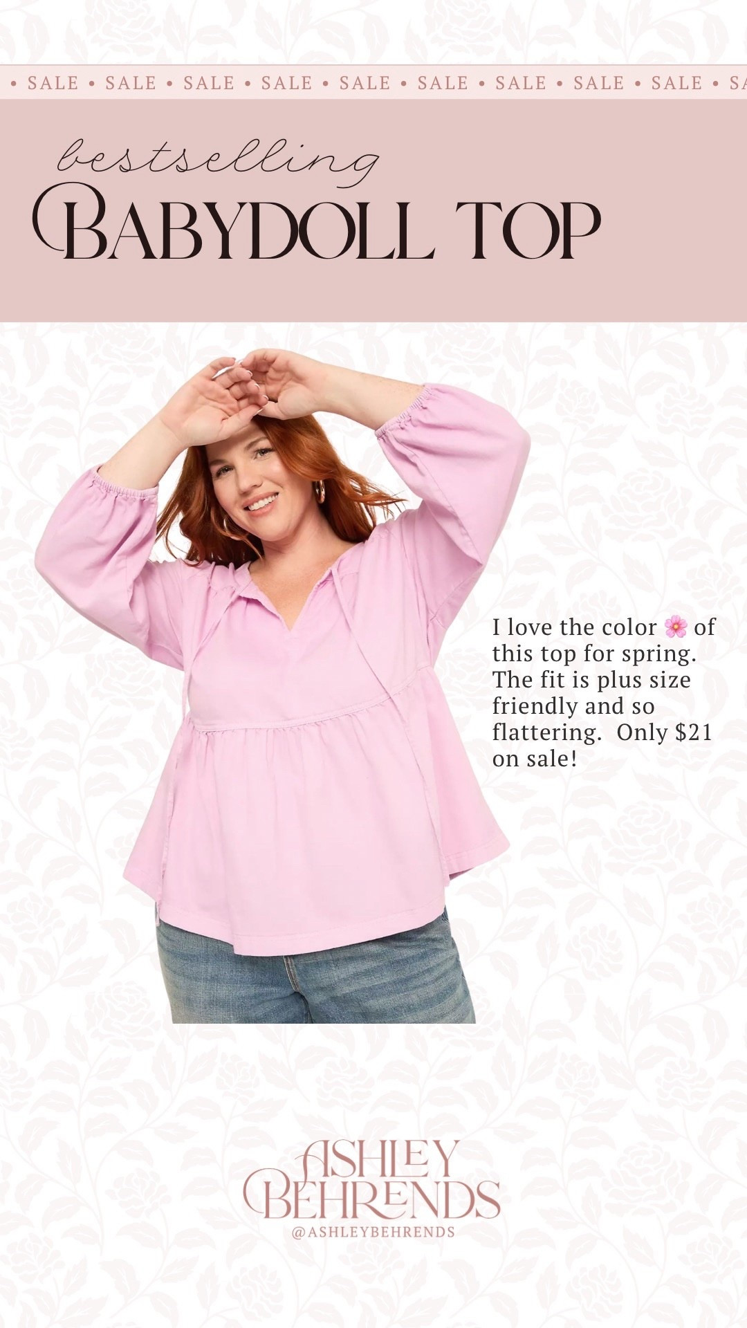 This is one of the prettiest colors for spring. The flowy, babydoll fit is super flattering and almost all sizes are in stock. This won’t last long at only $21, it’s such a great deal. 
Lane Bryant sale, plus size spring find 

#LTKSaleAlert #LTKSeasonal #LTKPlusSize