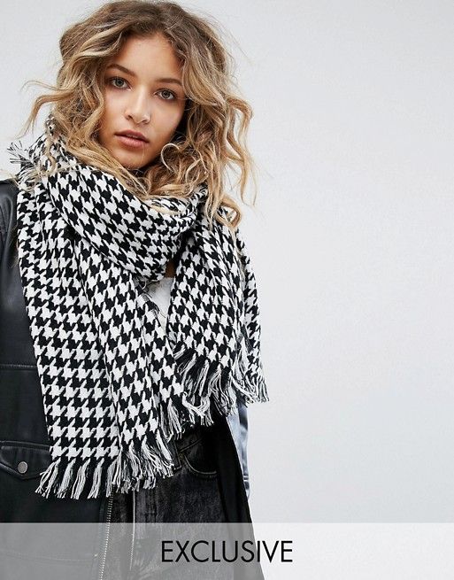 Reclaimed Vintage Inspired Houndstooth Oversized Scarf | ASOS US