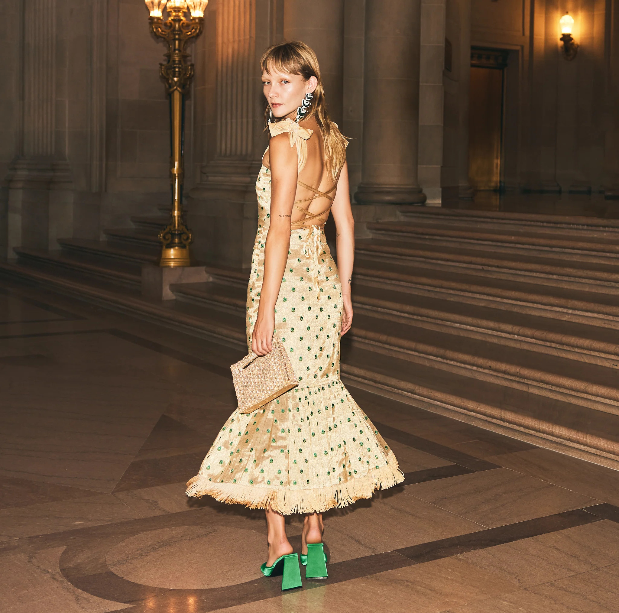 Desirae Embroidered Fringe Midi Dress | Eddy