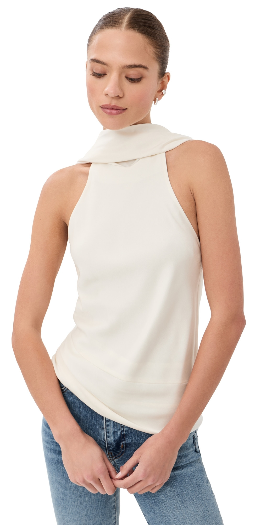 SIMKHAI Samira Satin Cape Top Ivory 4 | Shopbop