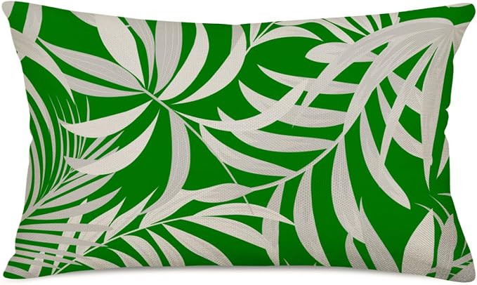 Summer Tropical Pillow Cover Hawaiian Monstera Palm Leaf Black White Geometric Cotton Decorative ... | Amazon (US)