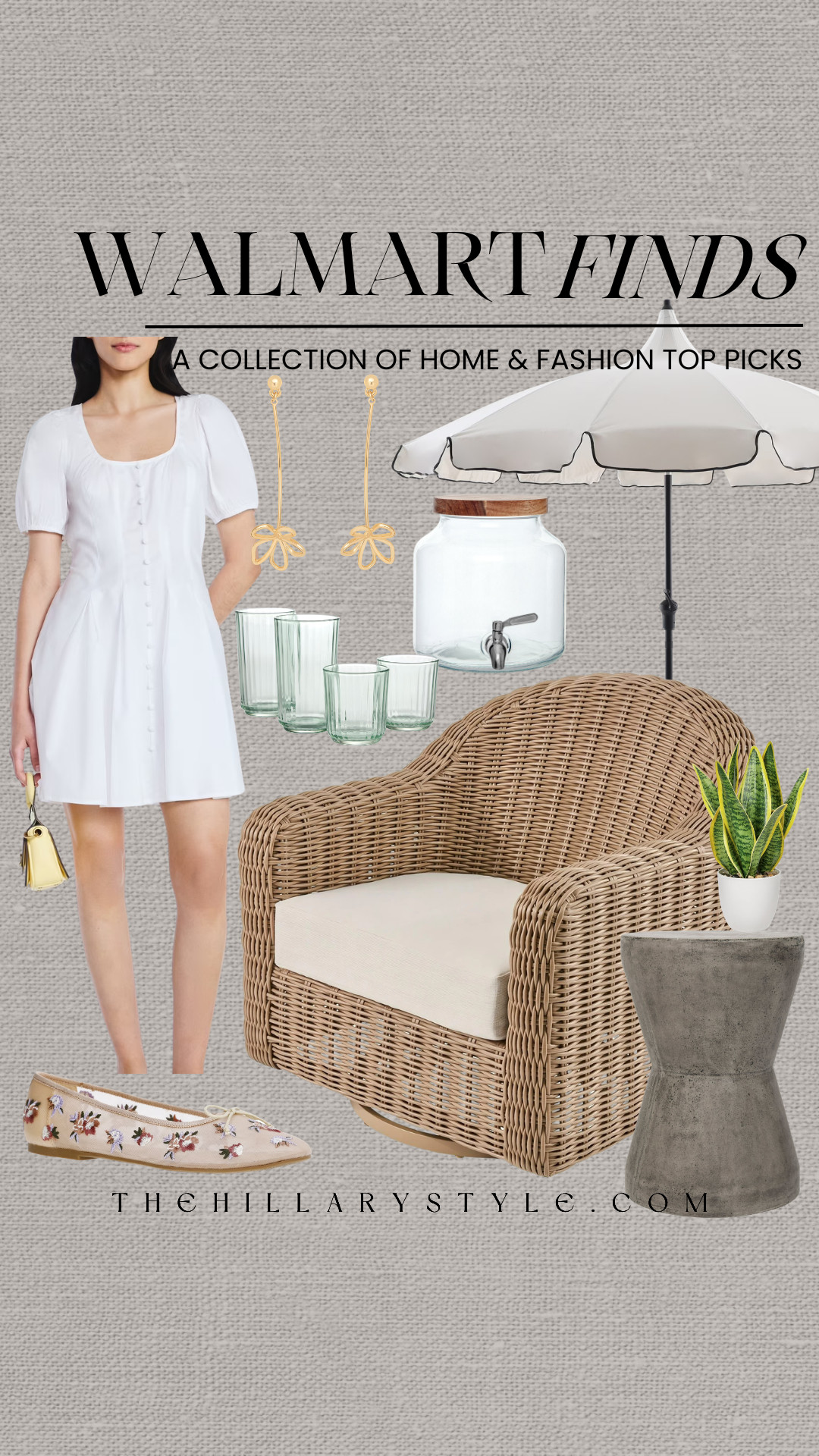 Walmart Spring Finds: Elevated Outdoor & Fashion
Get ready for patio season with these stunning Walmart spring arrivals. This collection perfectly captures the "Quiet Luxury" aesthetic for your home and wardrobe without the designer price tag. Featuring a crisp white puff-sleeve mini dress and floral embroidered ballet flats, these fashion finds are perfect for sunny days. Complete your outdoor oasis with high-end inspired pieces like the scalloped patio umbrella, woven swivel chair, and fluted glassware. These attainable essentials bring a fresh, modern organic feel to your spring hosting and daily style.

#TheHillaryStyle #WalmartFinds #WalmartHome #SpringFashion2026 #OutdoorLiving #QuietLuxury #PatioDecor #SpringStyle #AffordableHome #LTKhome #LTKunder100 #WalmartFashion #NeutralAesthetic 

 

#LTKootd #LTKSeasonal #LTKHome
