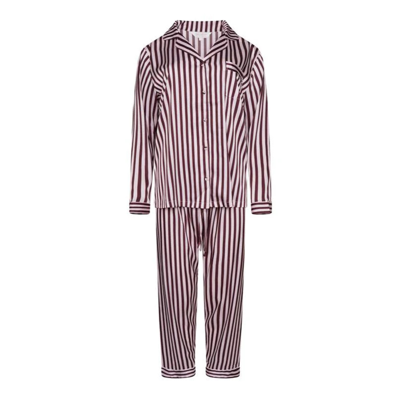 Satin Stretch Trouser PJ- Cherry Stripe | The NAP Co