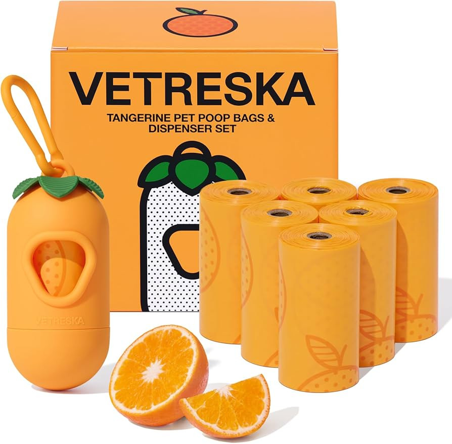 VETRESKA Dog Poop Bag Dispenser with Citrus Scented Waste Bags, Leak Proof, Extra Thick and Large... | Amazon (US)