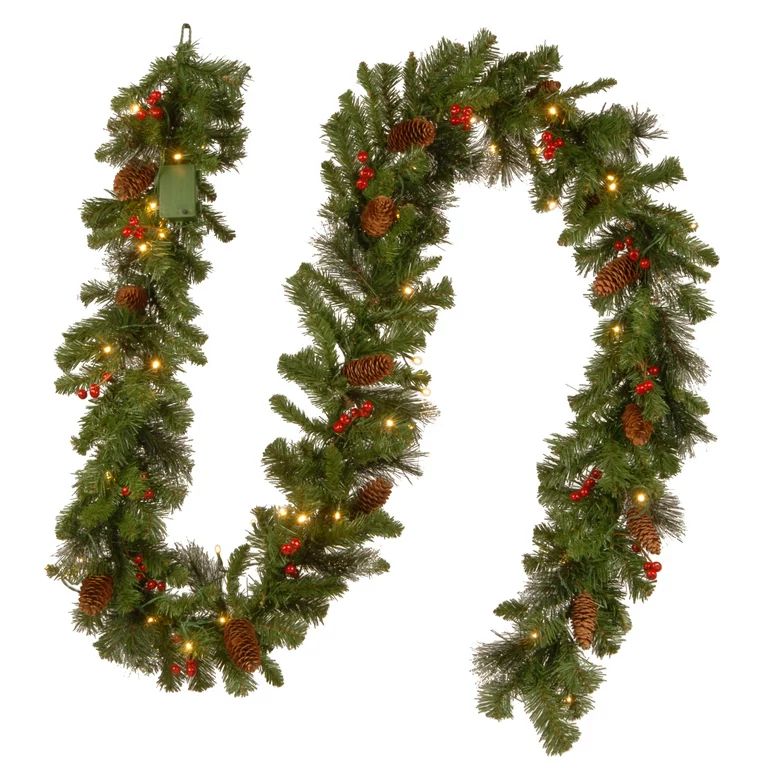 National Tree Company Pre-Lit Artificial Christmas Garland, Green, Crestwood Spruce, White Lights... | Walmart (US)