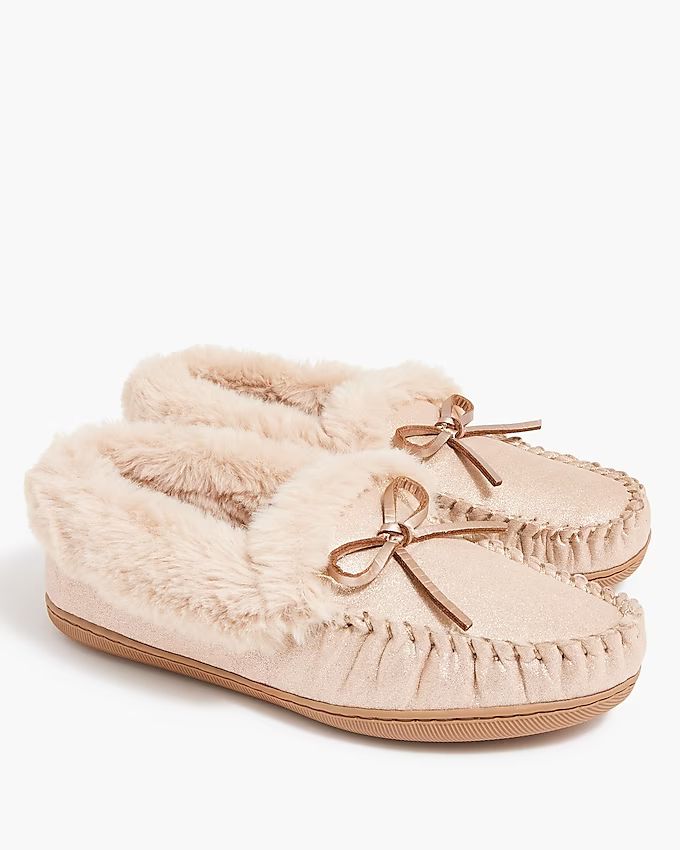 Shimmer shearling-lined slippers | J.Crew Factory