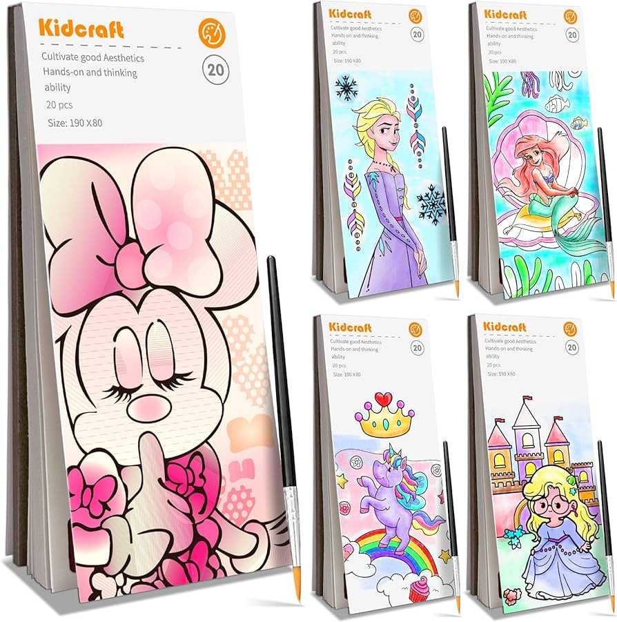 Paint with Water Coloring Books for Kids - 5 Pack, Pocket Mess Free Watercolor Painting Kit, Wate... | Amazon (US)